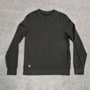 Vuori Ponto Performance Crew Shirt Long Sleeve Dark Gray Mens Small Zip Pocket